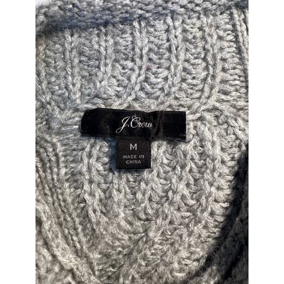 J. Crew Sweater Pointelle Cable Knit Pullover Chunky Slouchy Fisherman Gray - Picture 4 of 5